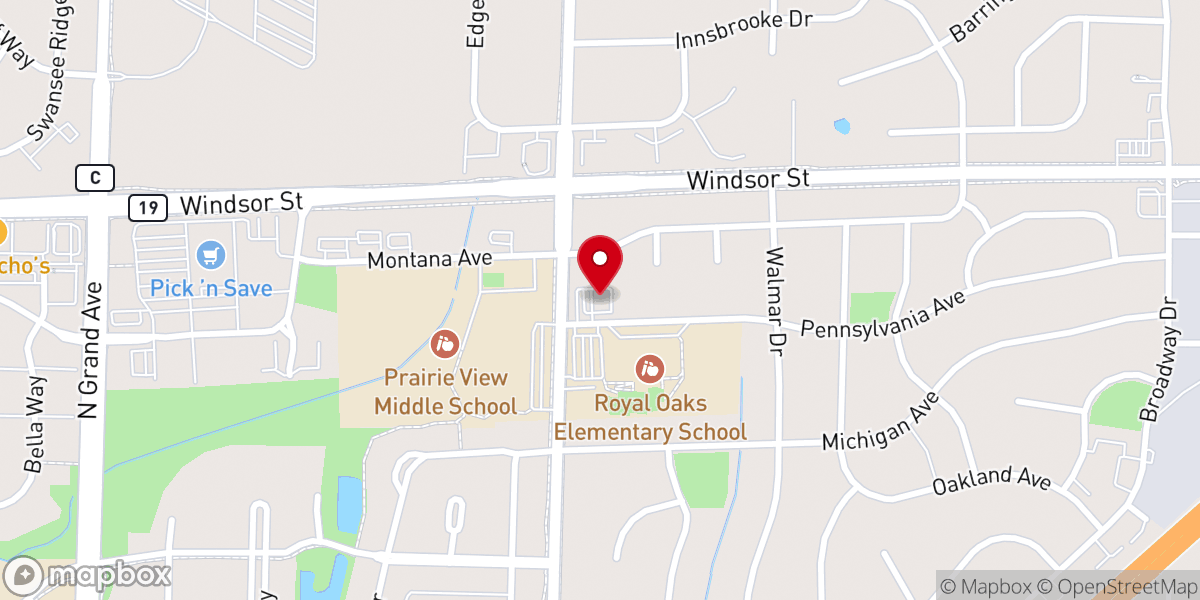 Map showing location of Focus Church