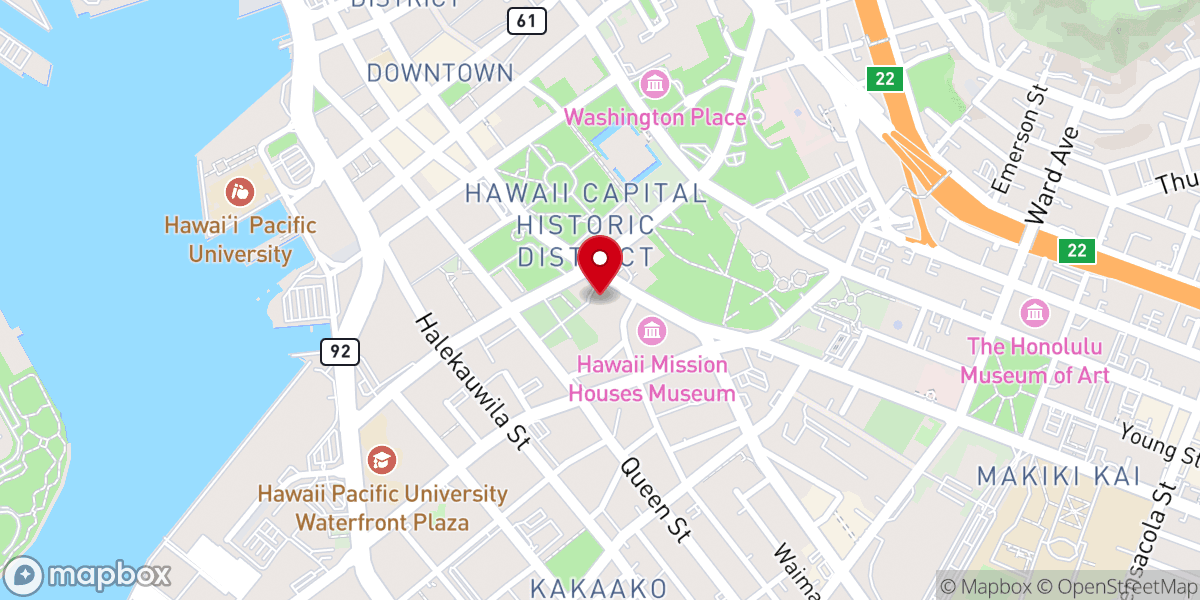 Map showing location of Kawaiahaʻo Church