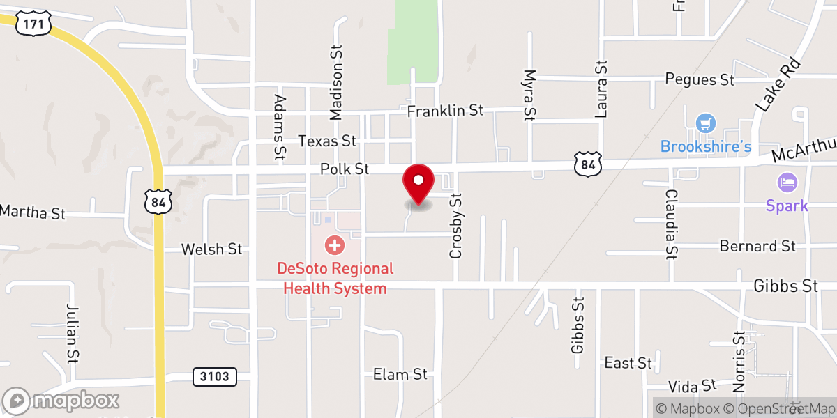 Map showing location of Clista A. Calhoun Center