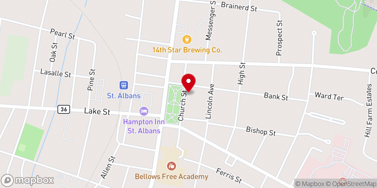 Map showing location of First Congregational Church