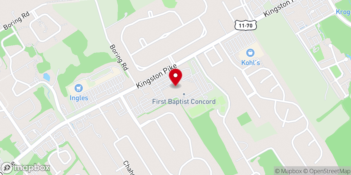 Map showing location of First Baptist Concord Church