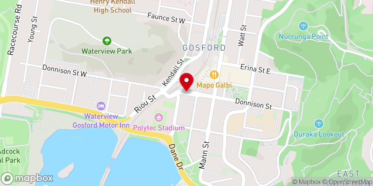 Map showing location of Gosford Uniting Church