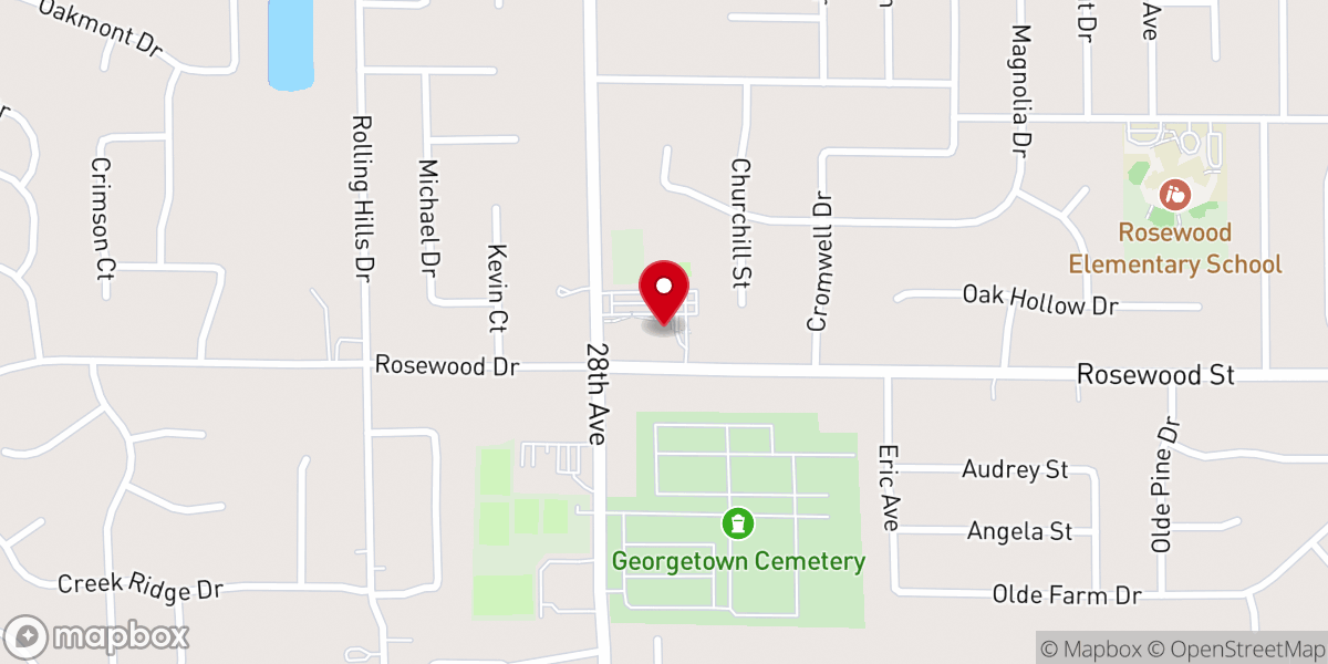 Map showing location of Rosewood Church