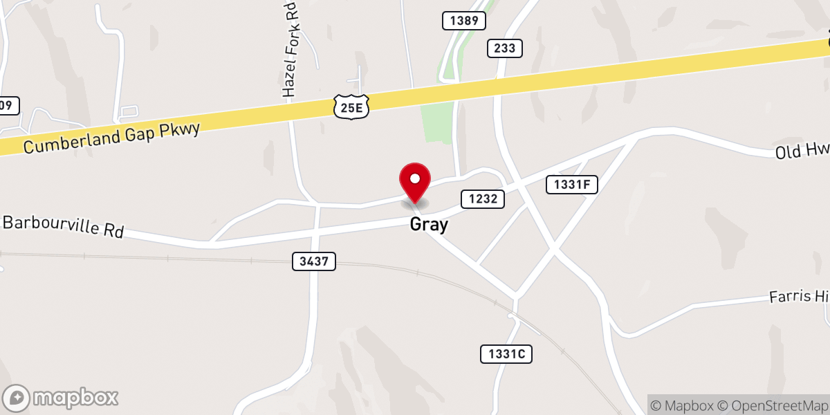 Map showing location of Gray Baptist Church