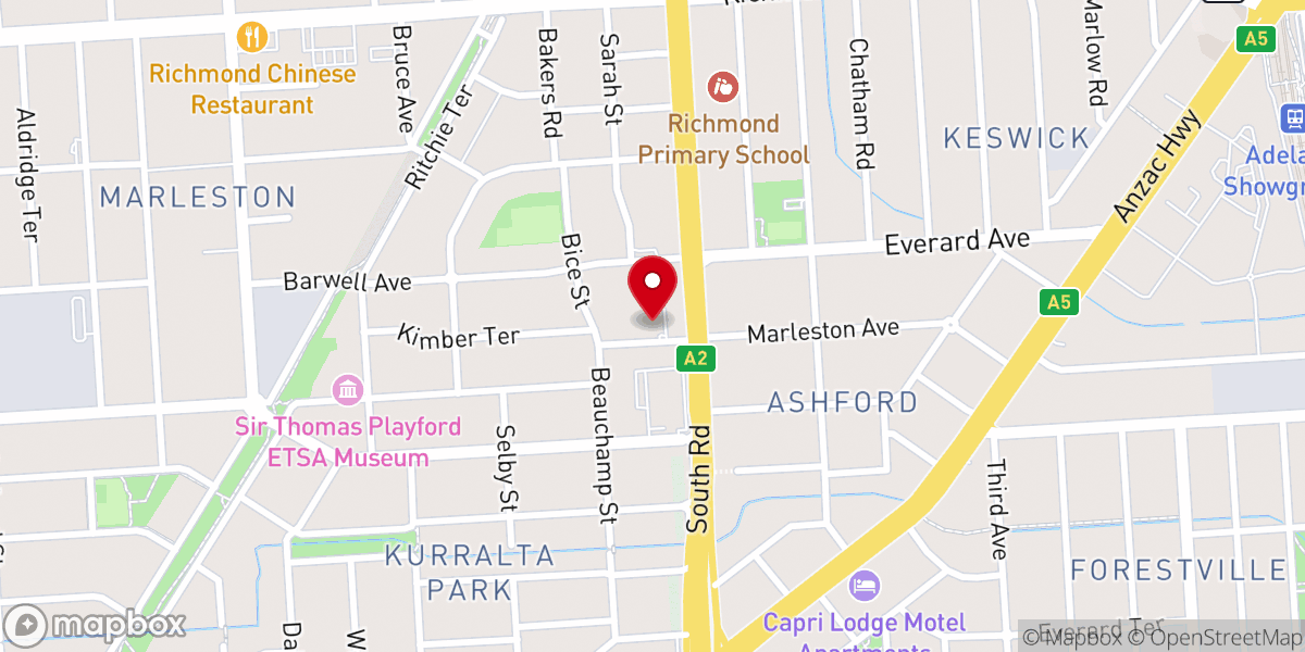 Map showing location of Richmond Baptist Church