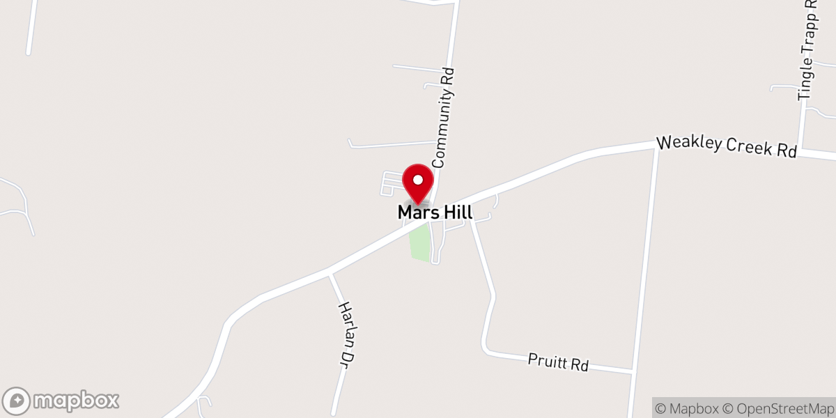 Map showing location of Mars Hill Baptist Church
