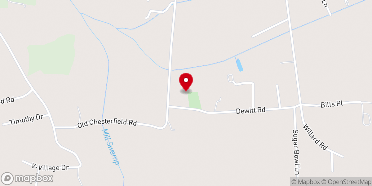 Map showing location of Chesterfield Church