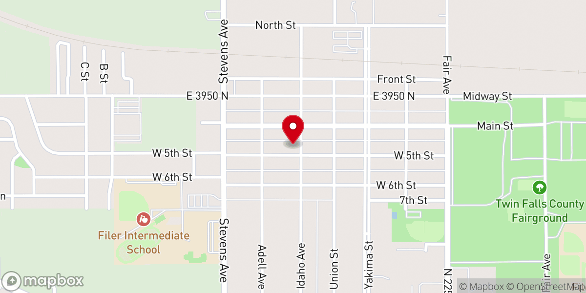 Map showing location of Filer Food Bank