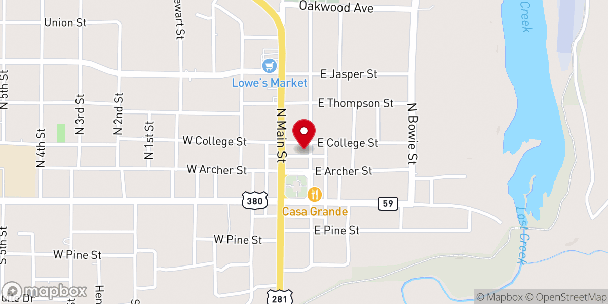 Map showing location of Jacksboro Cleaners