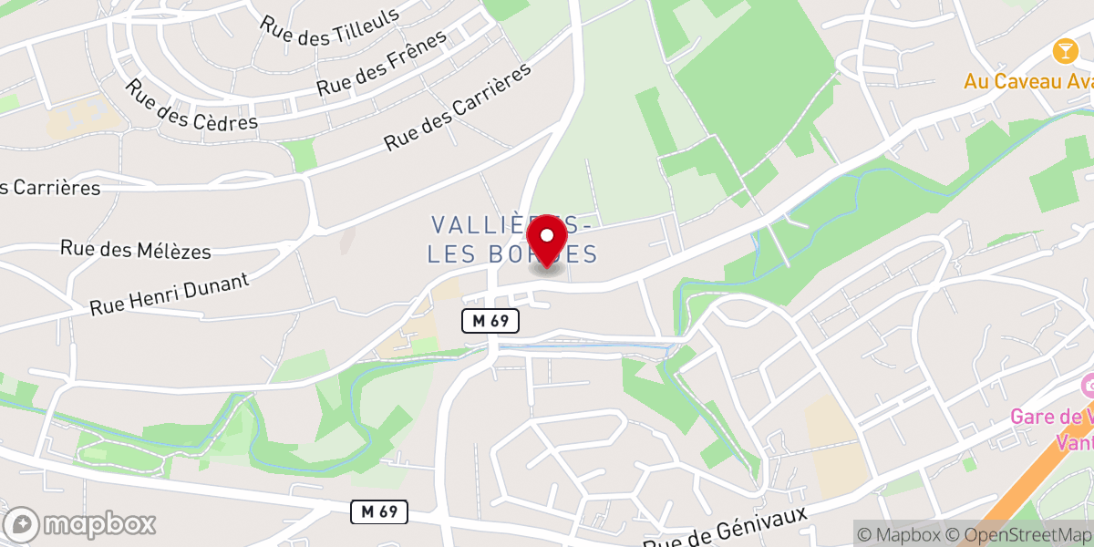 Map showing location of Église Sainte-Lucie de Vallières