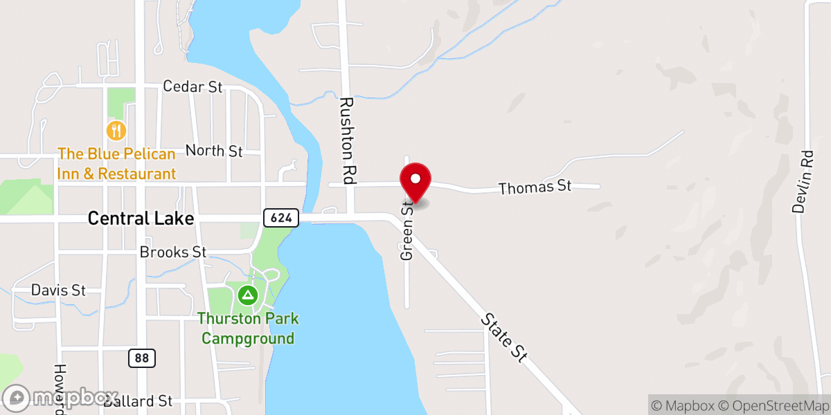 Map showing location of Central Lake SDA Church
