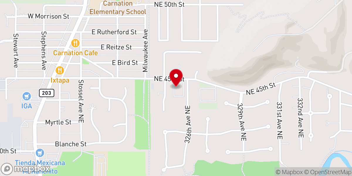 Map showing location of Snoqualmie Valley Bible Church