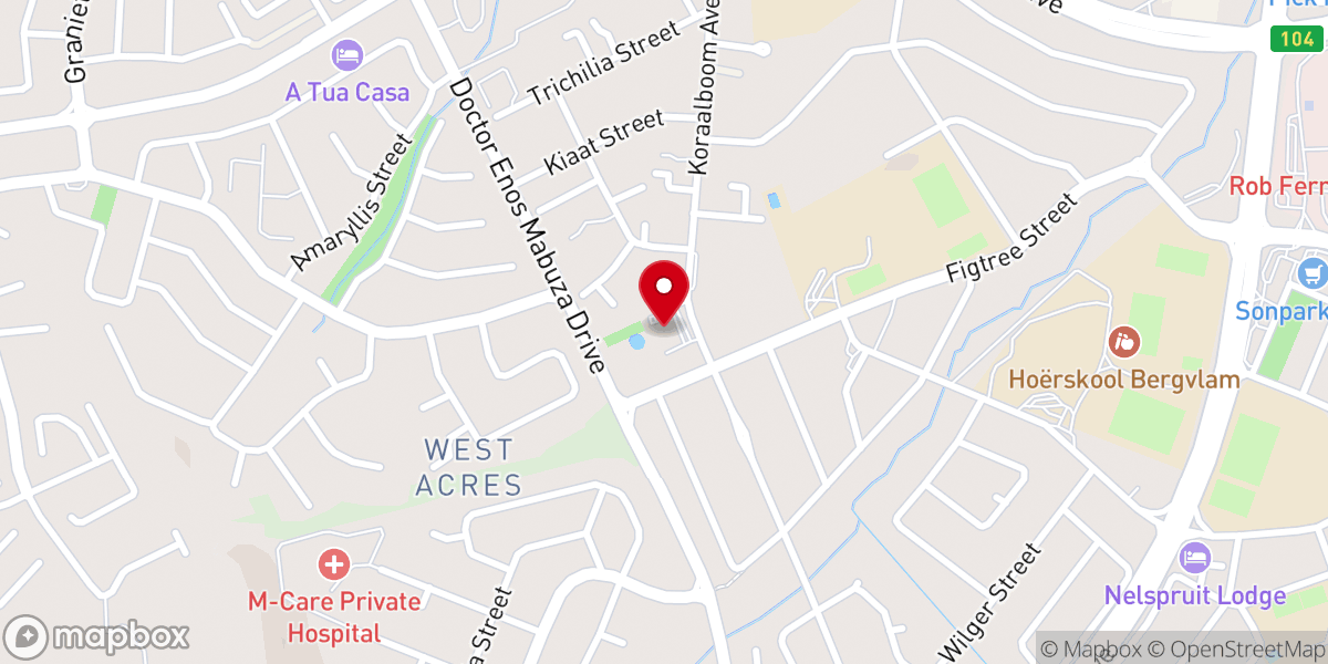 Map showing location of NG Kerk Westergloed