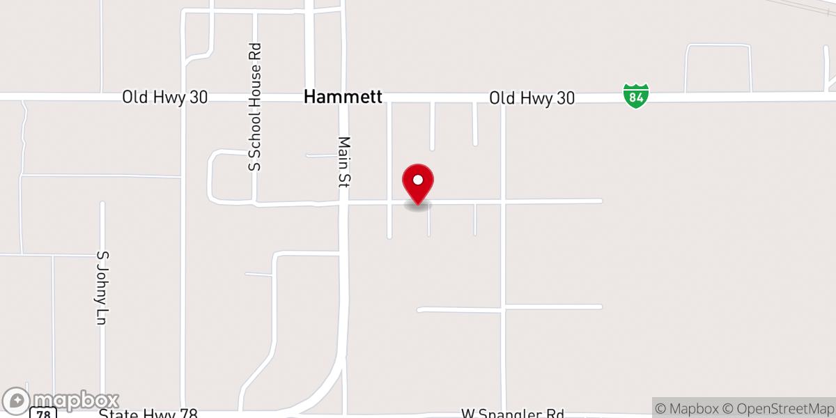 Map showing location of Hammett Community Church