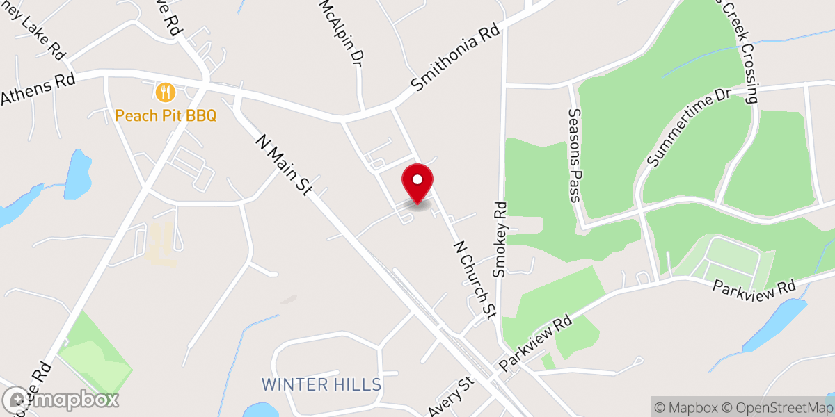 Map showing location of Winterville First Baptist Church - Food Distribution Center