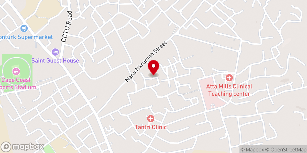Map showing location of Abura Pentecost Church