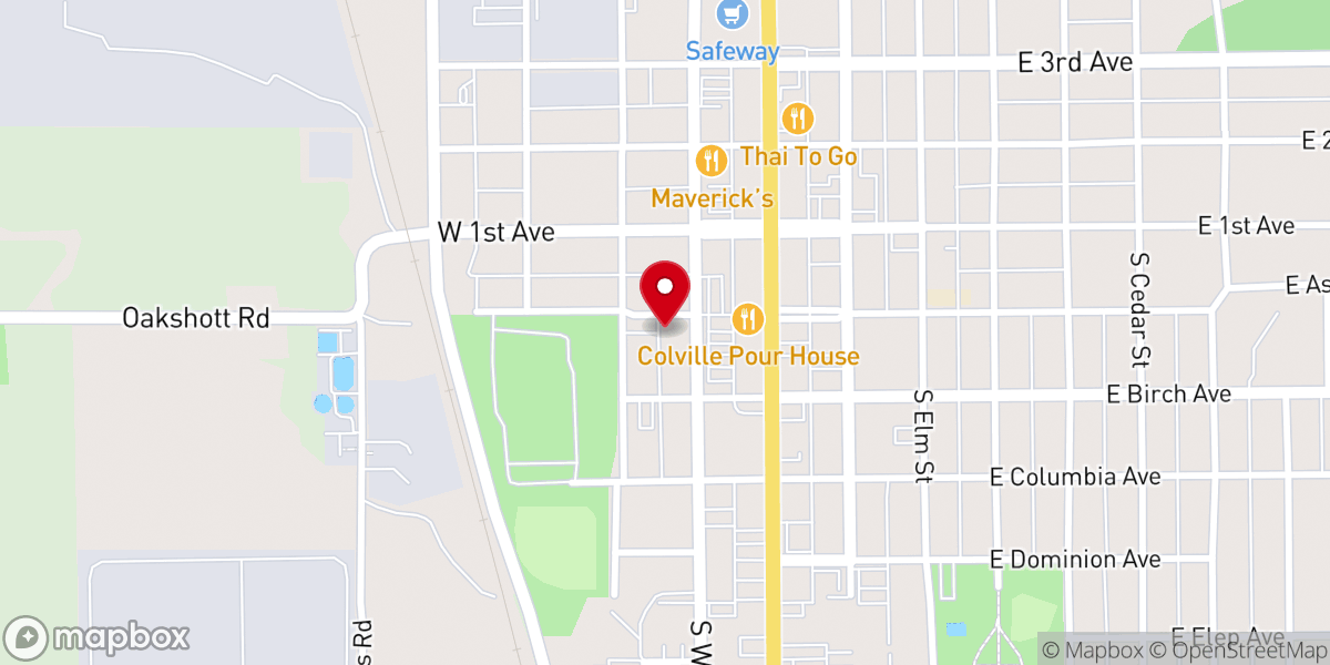 Map showing location of Colville Food Bank
