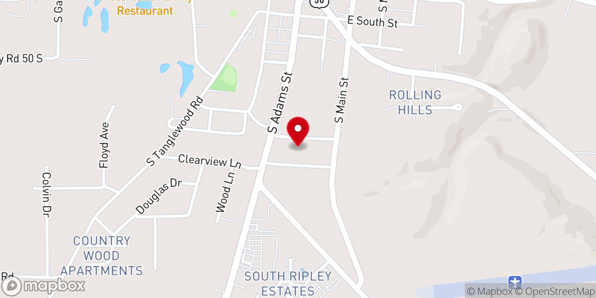 Map showing location of Versailles Church of Christ