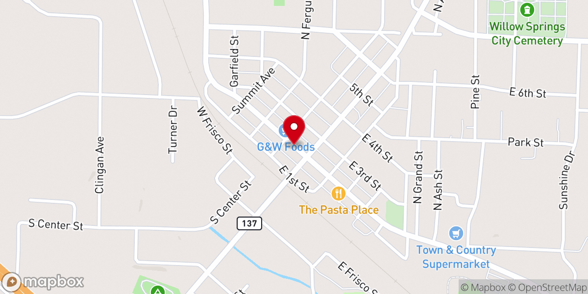 Map showing location of Willow Springs