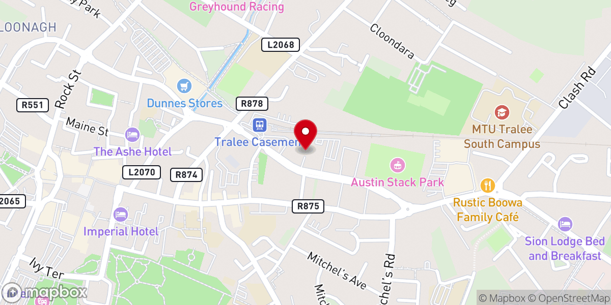 Map showing location of John Mitchels GAA Club Bar