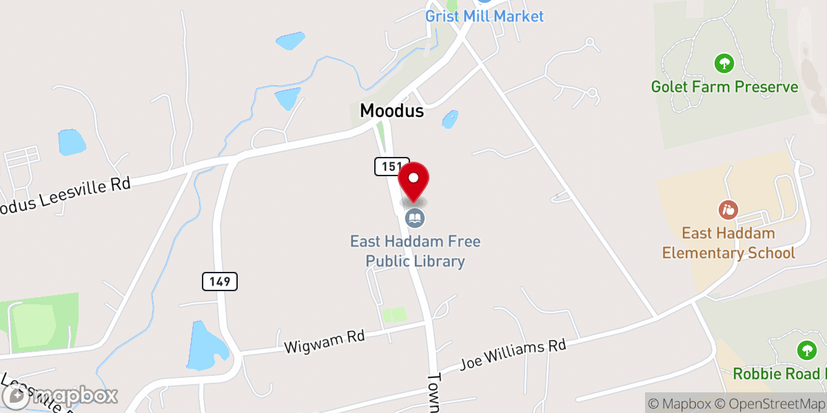 Map showing location of Moodus United Methodist Church