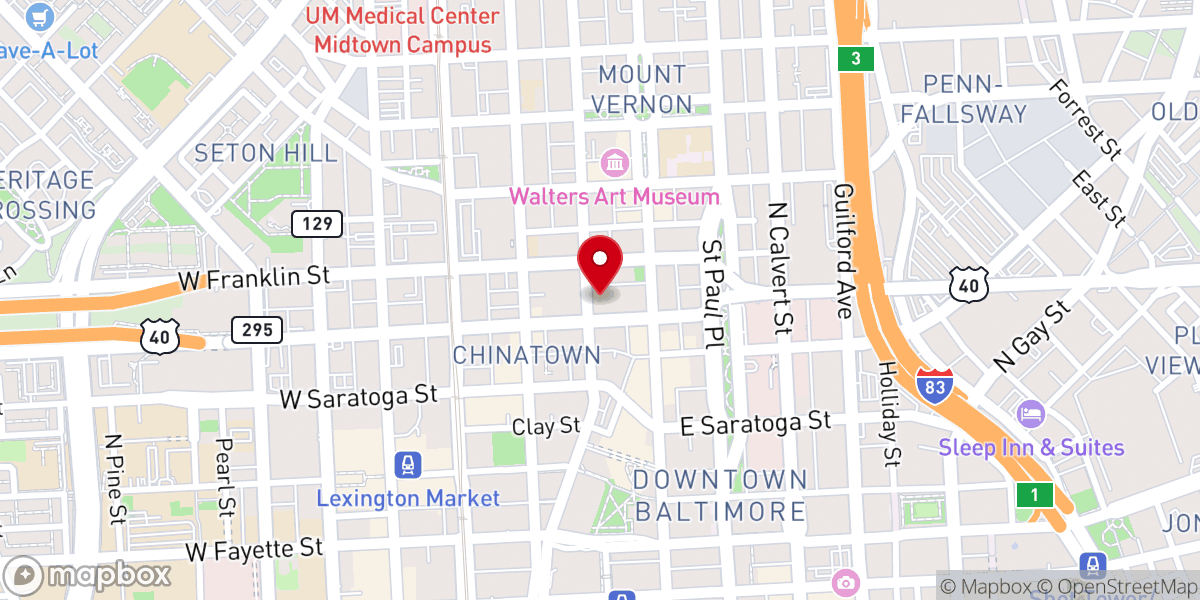 Map showing location of The Baltimore Basilica