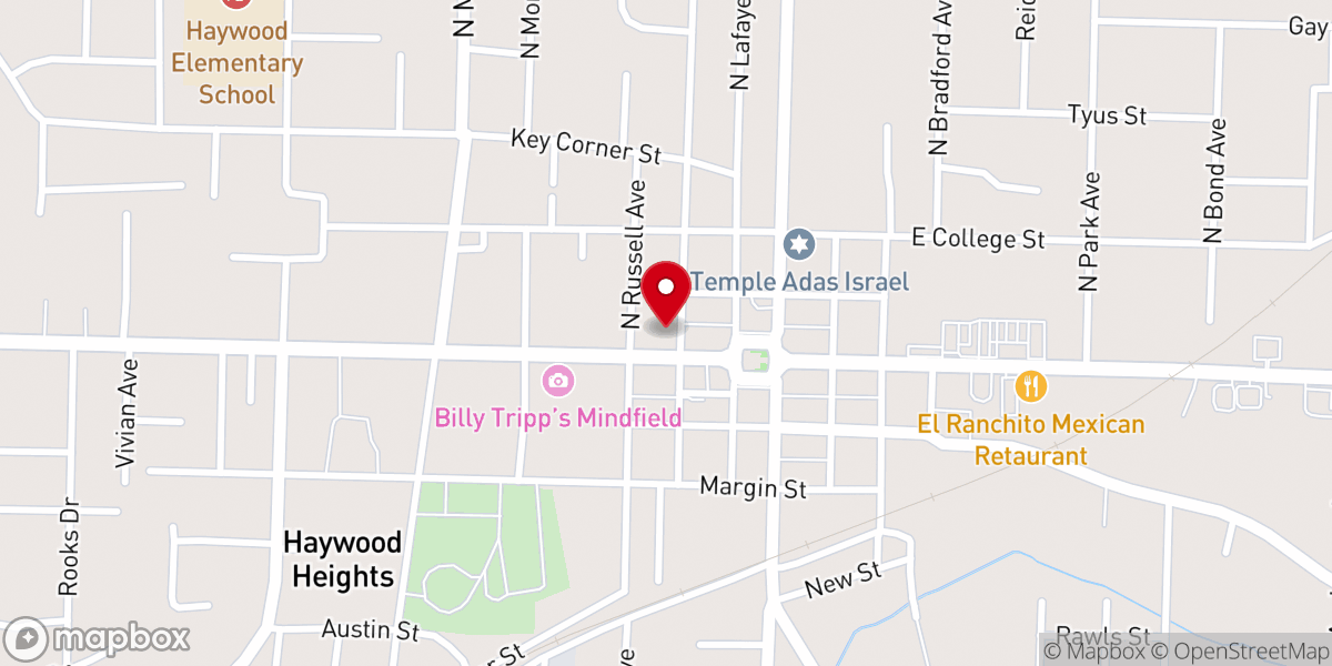 Map showing location of Calvary Baptist Church