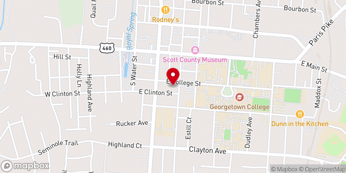 Map showing location of Georgetown Baptist Church