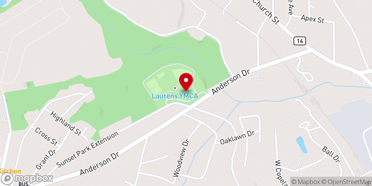 Map showing location of LAURENS YMCA