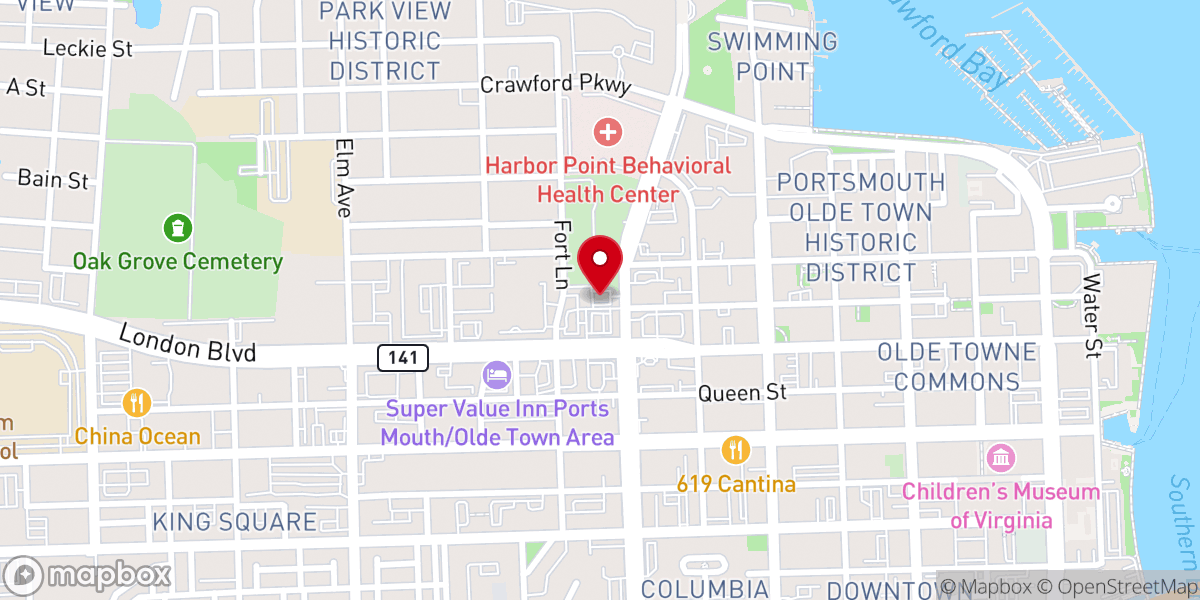 Map showing location of Church's Texas Chicken