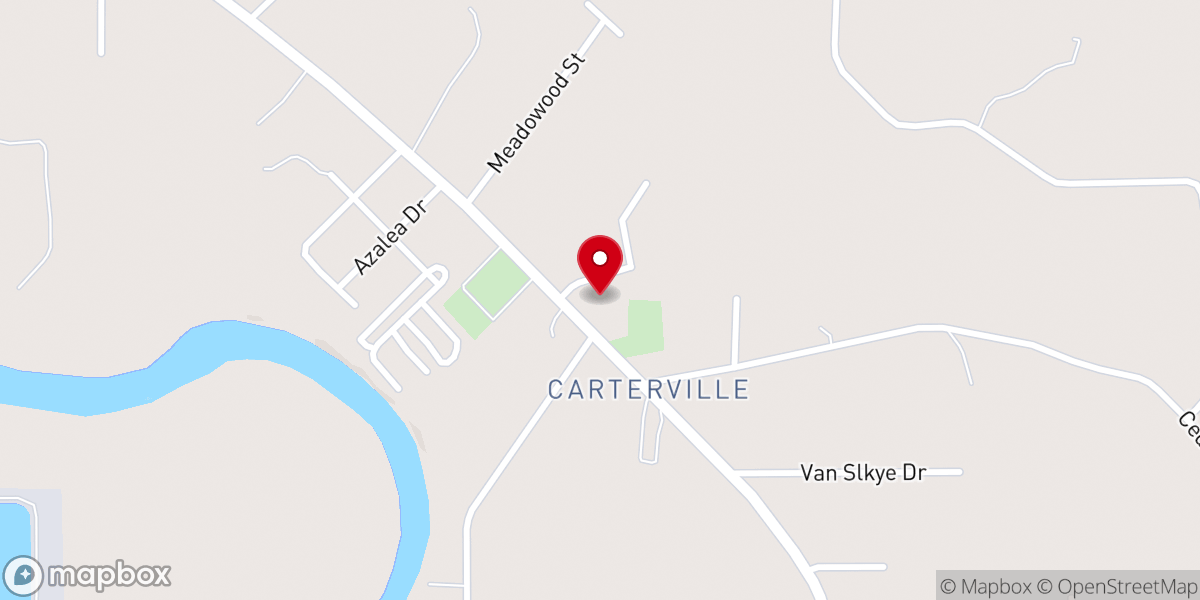 Map showing location of Carterville Baptist Church