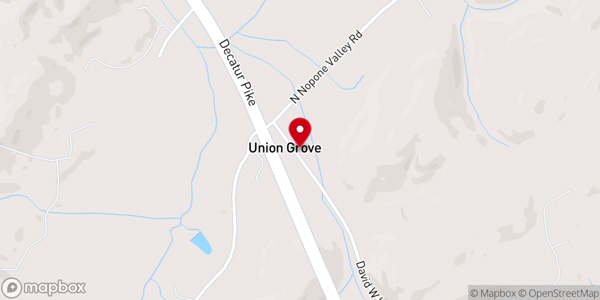 Map showing location of Union Grove Church