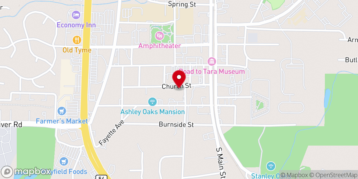 Map showing location of First Baptist Jonesboro Church Offices