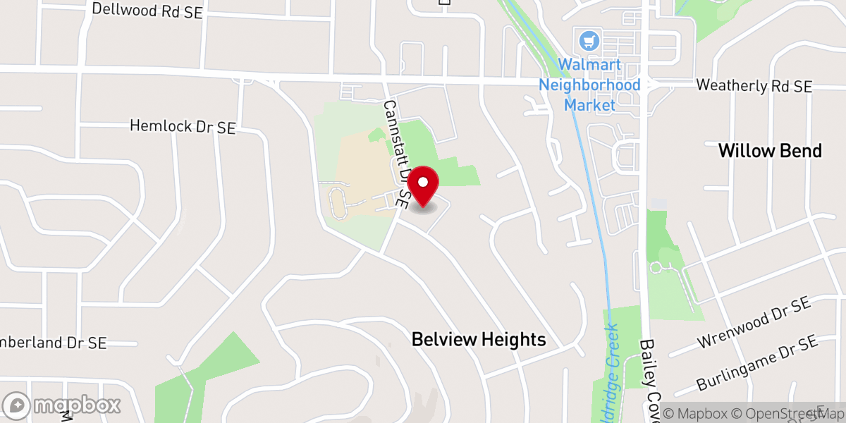 Map showing location of Weatherly Heights Baptist Church