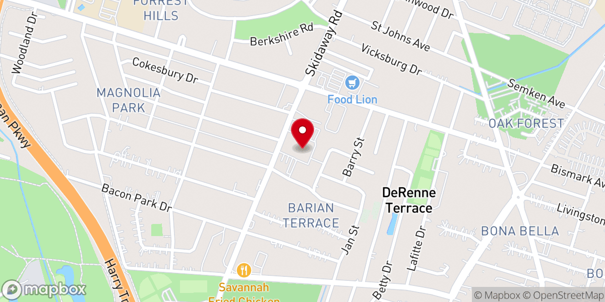 Map showing location of Iglesia Bautista Latinoamericana of Savannah Inc