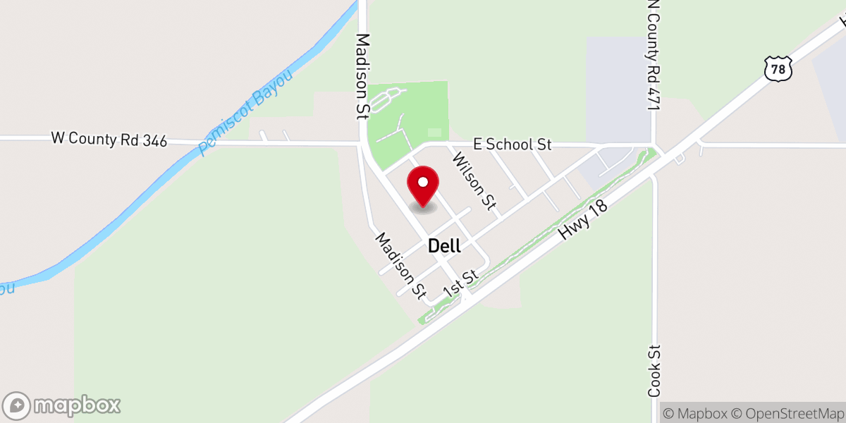 Map showing location of Dell Methodist Church Study