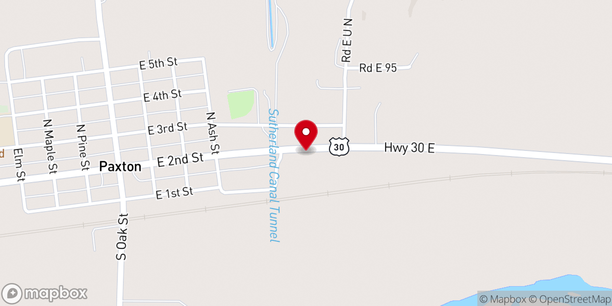 Map showing location of Paxton New Life Lutheran Church