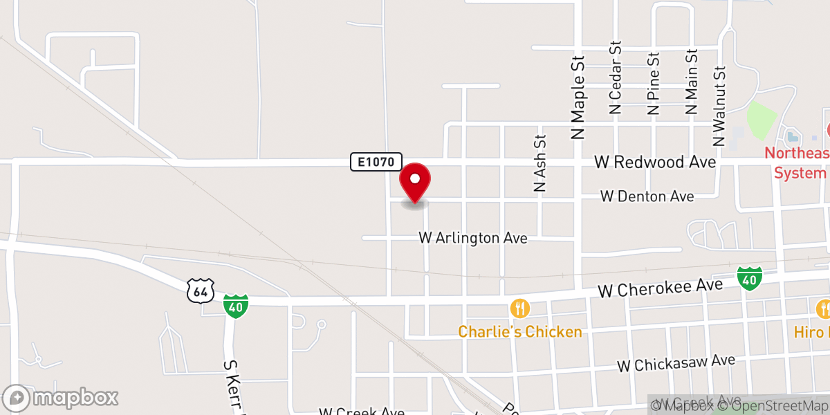 Map showing location of Catholic Charities Sallisaw