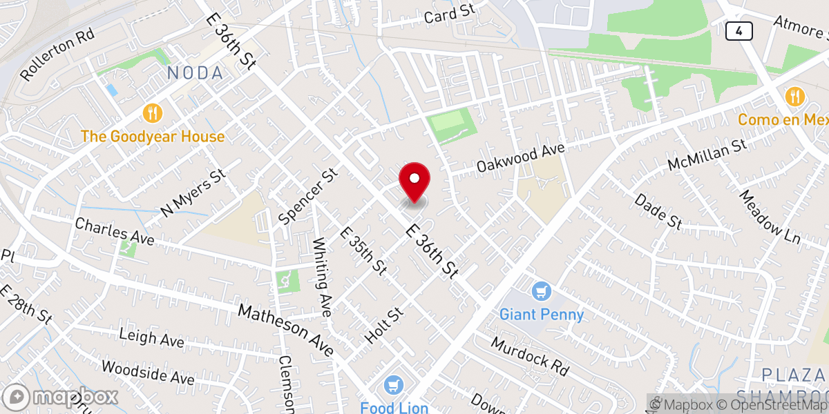 Map showing location of North Davidson United Methodist