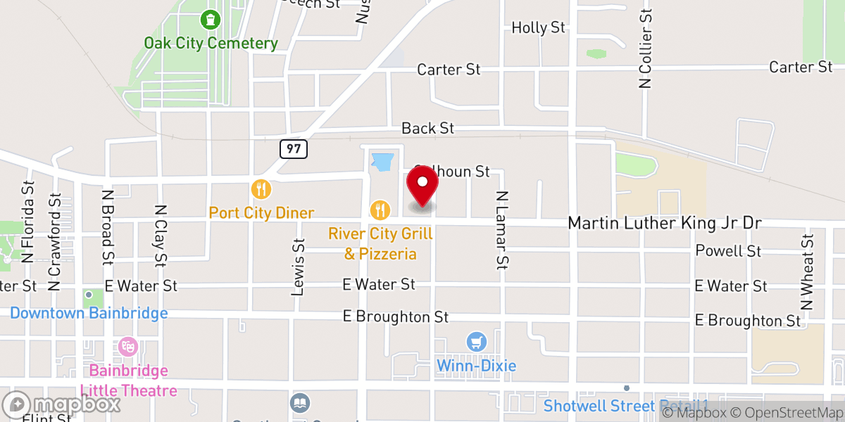 Map showing location of Pilgrim Rest MB Church