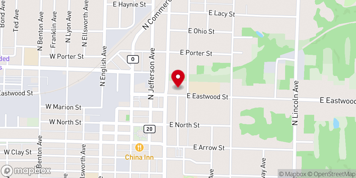 Map showing location of Break of Dawn Cafe