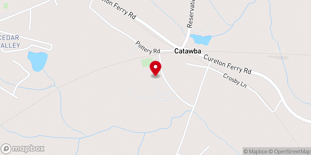 Map showing location of Catawba Methodist Church
