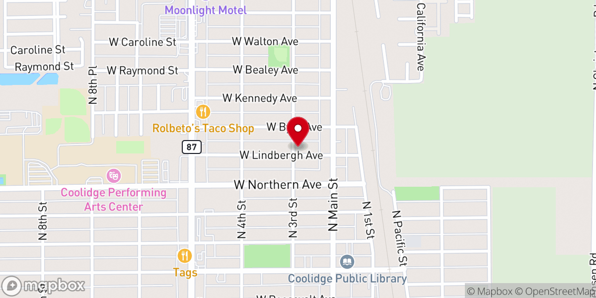 Map showing location of Coolidge Seventh-day Adventist Church
