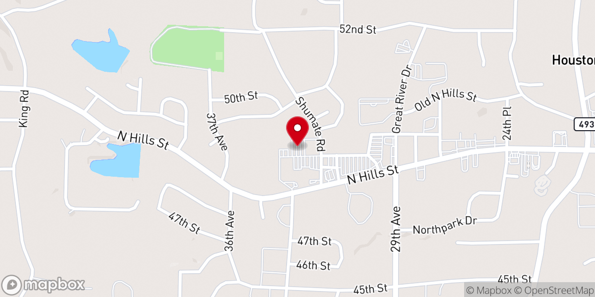 Map showing location of Northcrest Baptist Church