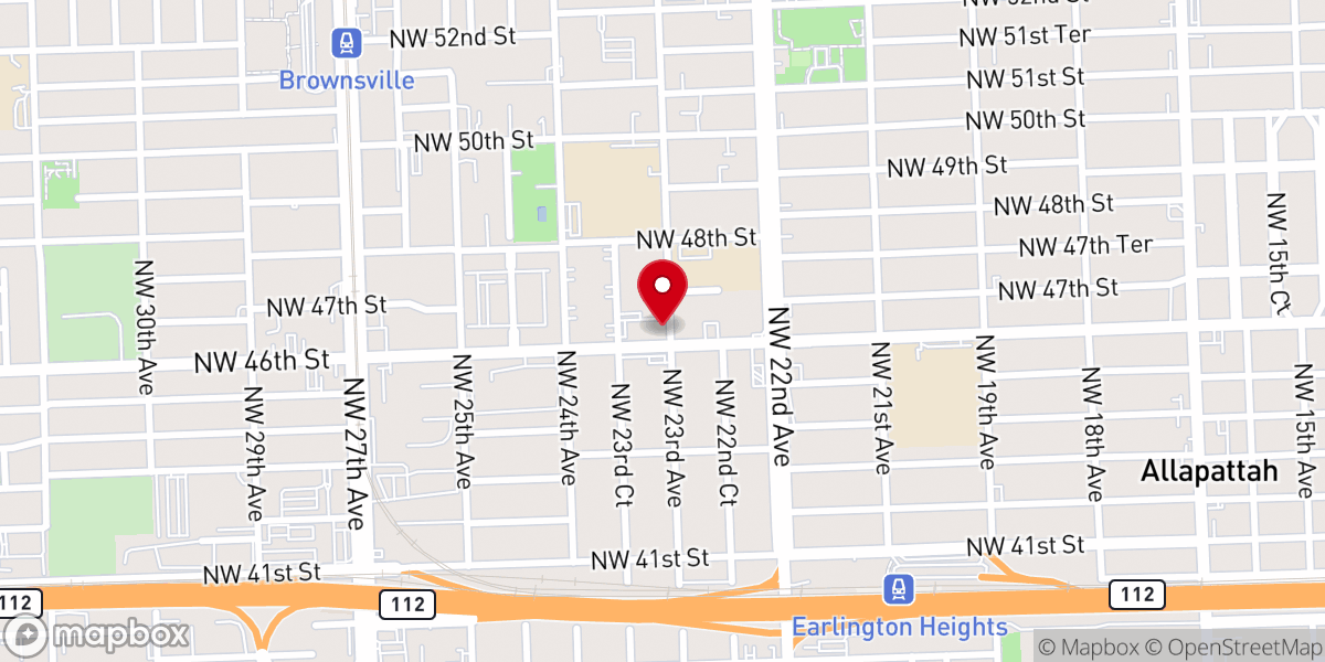 Map showing location of First Baptist Church of Brownsville