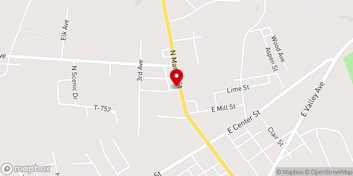 Map showing location of St. Mark Lutheran Church