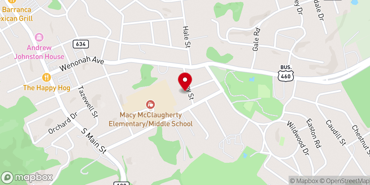 Map showing location of Pearisburg Presbyterian Church