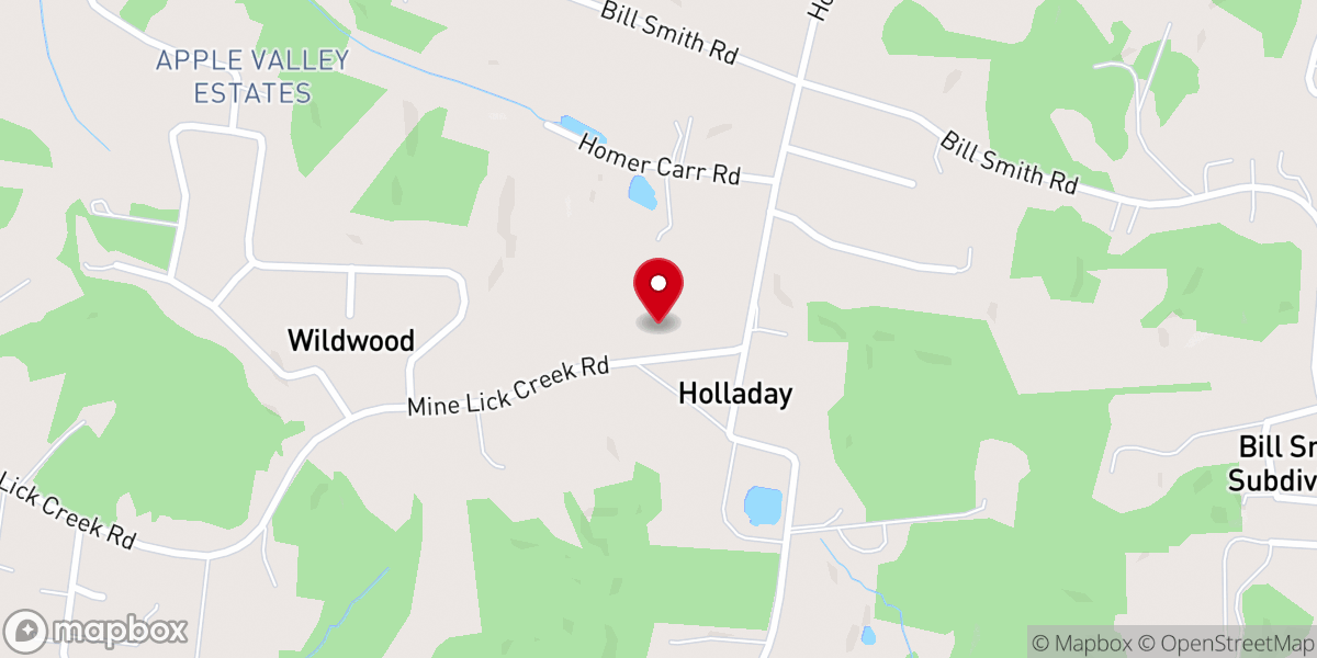 Map showing location of Holladay Church