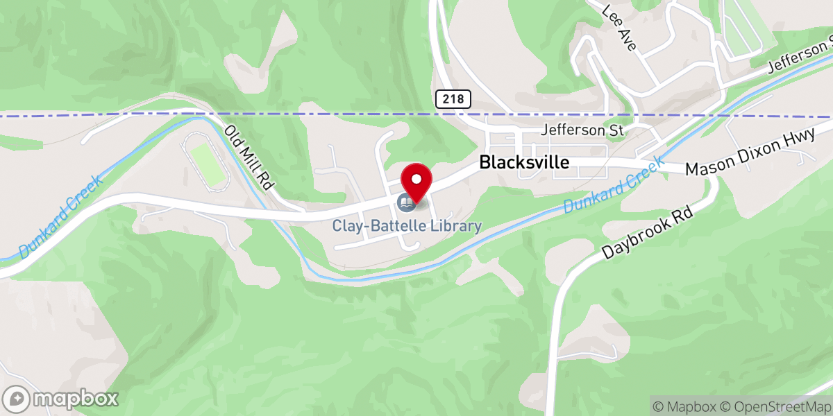 Map showing location of Blacksville Baptist Church