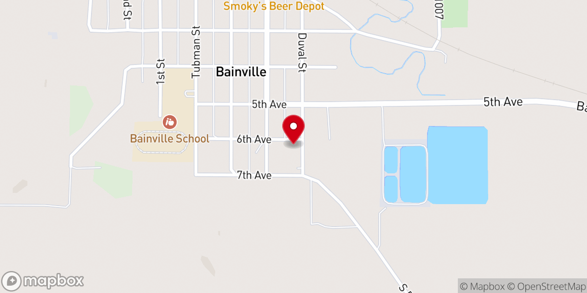 Map showing location of Bainville Faith Fellowship Church